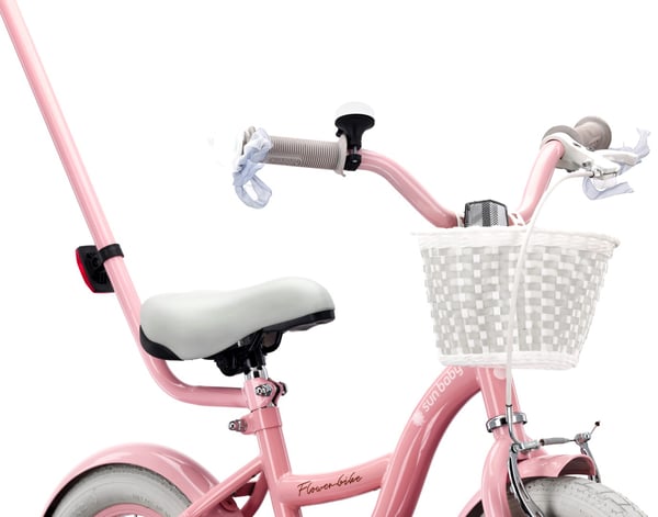 Lasten polkupyörä Tytön polkupyörä 12 tuuman kori Opas pyörät Side Flower Bike vaaleanpunainen
