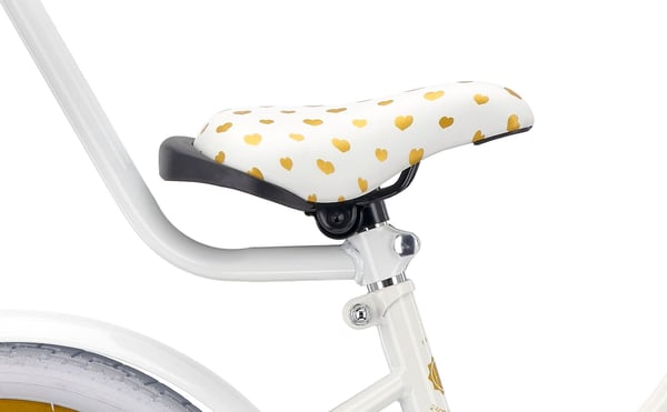 Heart Bike Pigecykel til en pige 12 14 16 tommer, Børnecykel 2-6 år, Børnecykel med støttehjul, skubbestang, justerbar sadel og styr (Hvid Guld, 16 tommer)