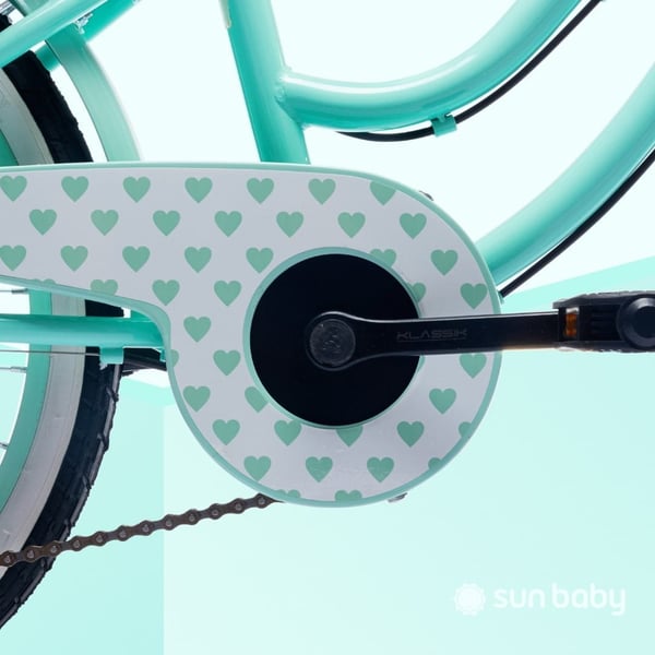 sun baby HEART BIKE Børnecykel 20 tommer - 6 gear, V-bremser, bagagebærer, skærme, justerbart styr og sadel - Mint
