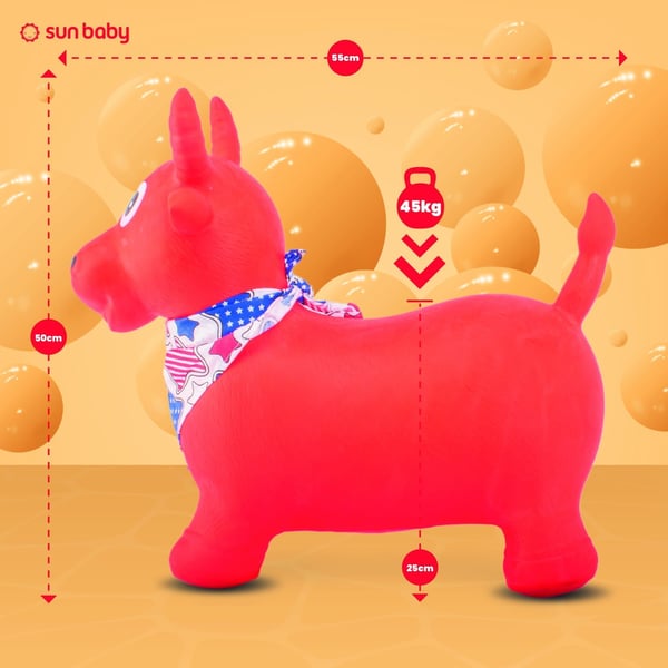 Sun Baby Hyppylelu Härkä punainen + pumppu, BPA Free, 12m+, 45 kg