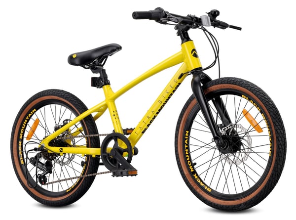 TATRA BIKES Barncykel 20 tum - 6 växlar Shimano - lätt aluminium, justering av styrhöjd, skivbromsar - Gul