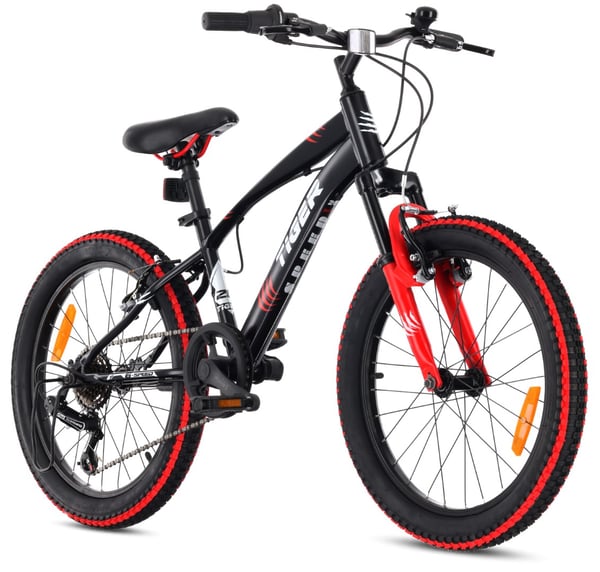 Tiger Bike Lastenpyörä pojille 20 tuuman rengaskoko valittavissa 6-vaihteinen Shimano-pyörä lapsille 6–10 vuotta korkeussäädettävä (punainen musta)