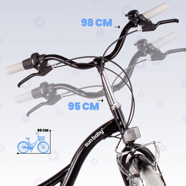 sun baby FLOWER BIKE Børnecykel 24 tommer - 7 gear, V-brakes, forlygter, bagagebærer, skærme - Sort