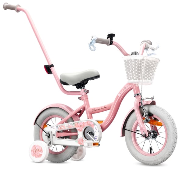 Lasten polkupyörä Tytön polkupyörä 12 tuuman kori Opas pyörät Side Flower Bike vaaleanpunainen