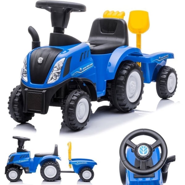 Ajettava Traktori Perävaunulla Lapsen Ensimmäiselle Syntymäpäivälle New Holland Sininen Ajettava Traktori Perävaunulla Lapsen Ensimmäiselle Syntymäpäivälle New Holland Sininen