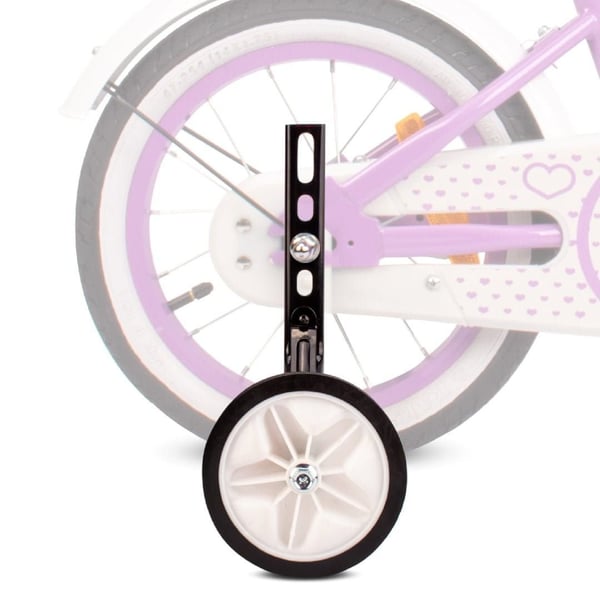 sun baby Stödhjul för barncykel, 12-20 tum, Svart-Vit plast och stål, justerbara, inklusive monteringsskruvar, passar de flesta barncyklar