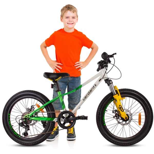 Verdant Bike Lasten pyörä pojille 20 tuuman pyöräkoko valittavana 6 nopeuden Shimano pyörä lapsille 6-10 vuotta (Valkoinen Vihreä)