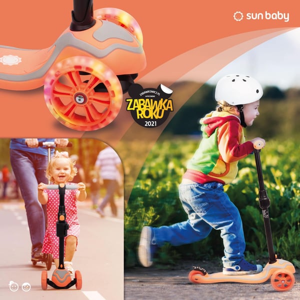 Flash 3in1 LED-tasapainoskootteri lapsille - sun baby hulajnoga trójkołowa balansowa 3w1