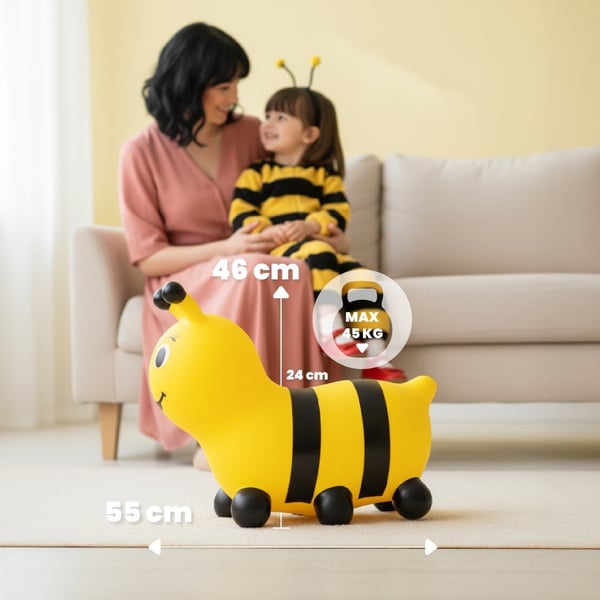 Sun Baby hoppboll för barn Bi, gul + pump, 12m+, maxvikt 45 kg