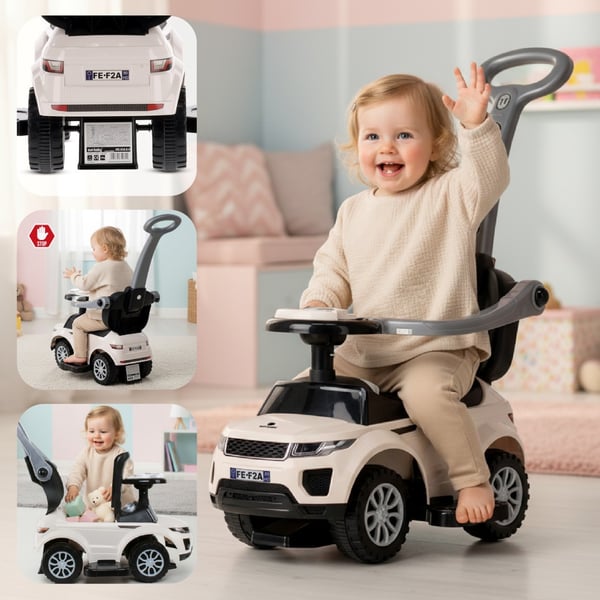 Työntövaunu lapsille lasten auto Sport Car valkoinen Sun Baby