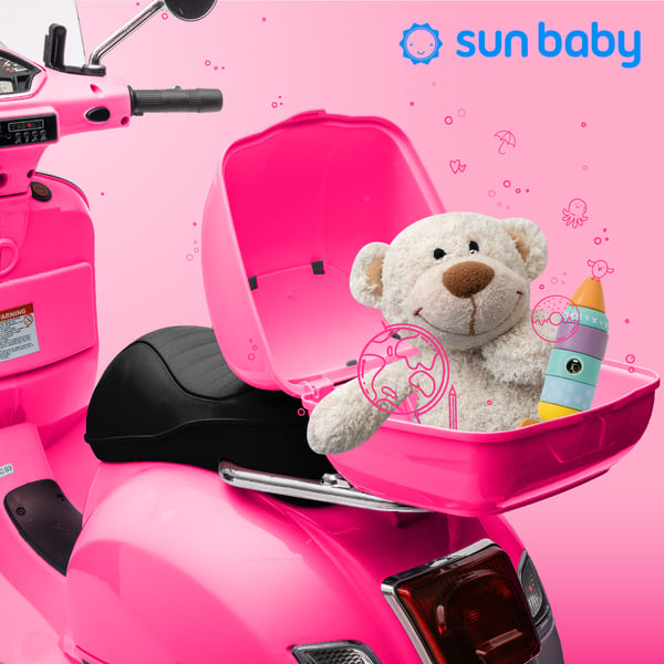 Sähköskootteri lapsille Sähkömoottoripyörä Vespa MP3 runko vaaleanpunainen Sun Baby