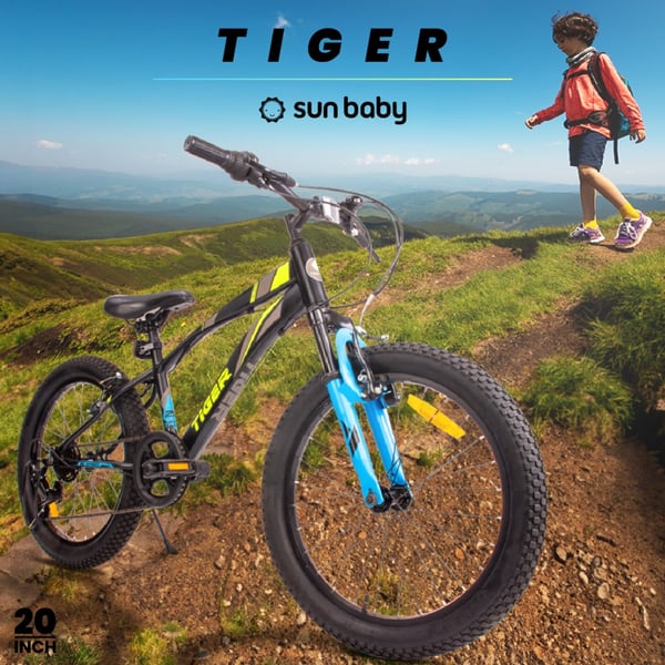 Rower 20 cali dla chłopca Tiger Bike Shimano RevoShift 7 biegowy czarno niebieski