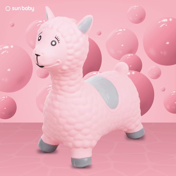 Sun Baby hoppebold Alpaka med pumpe, pink, 12m+, maks. 45 kg