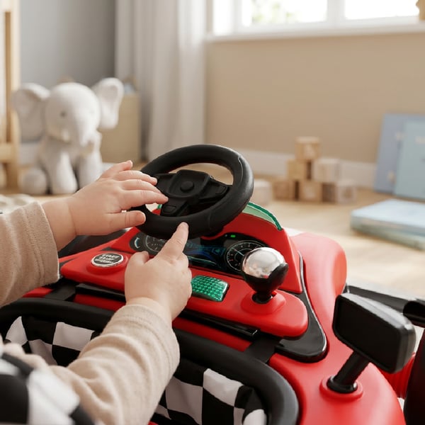 Interaktiv gåstol, åk-leksak, skjut-leksak, Formel 1 racerbilsmodell 3-i-1, röd Sun Baby