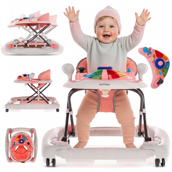 Sun Baby vauvan kävelytuoli Grand Prix 2-in-1 - kehto, korkeuden säätö, jarrut, paneeli valoilla ja äänillä, 6kk+, 12 kg asti