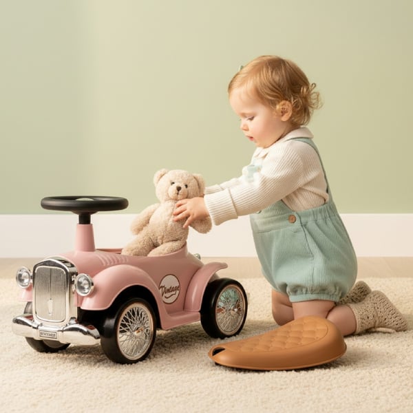 Työntövaunu lapsille lasten auto Retro vaaleanpunainen  Sun Baby