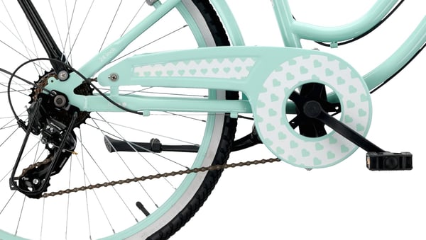 sun baby HEART BIKE Børnecykel 24 tommer - 7 gear Shimano - bagagebærer, metalskærme, V-bremse, kædeskærm - Mint