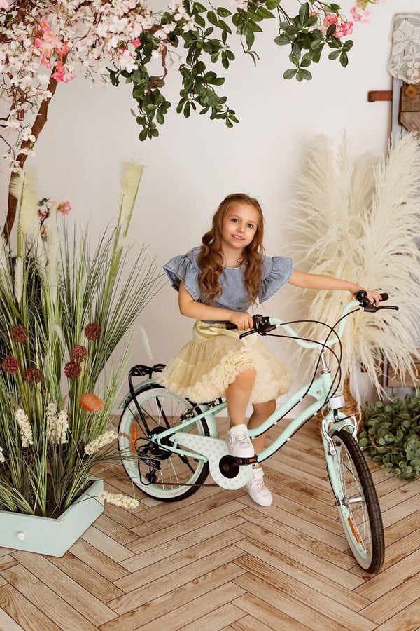 sun baby HEART BIKE Børnecykel 20 tommer - 6 gear, V-bremser, bagagebærer, skærme, justerbart styr og sadel - Mint