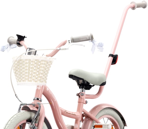 Flower Bike Pigecykel til en pige 12 14 16 tommer, Børnecykel 2-6 år, Børnecykel med støttehjul, skubbestang, justerbar sadel og styr (Pink, 14 tommer)