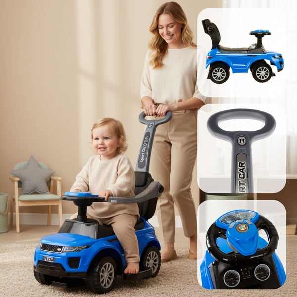 Työntövaunu lapsille lasten auto Sport Car sininen Sun Baby
