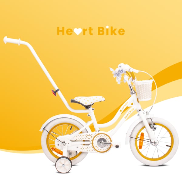 16 tuuman tyttöjen pyörä HEART BIKE - valkoinen ja kulta