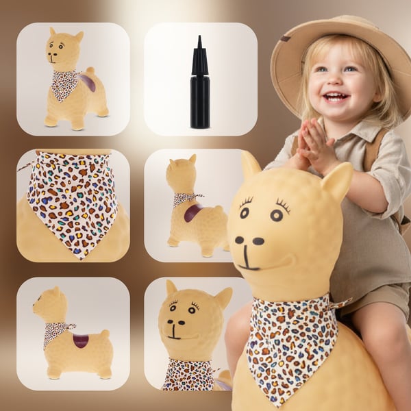 Sun Baby hyppelypallo Alpakka beige lapsille, pumppu ja bandana, 12m+, maks. kuorma 45 kg