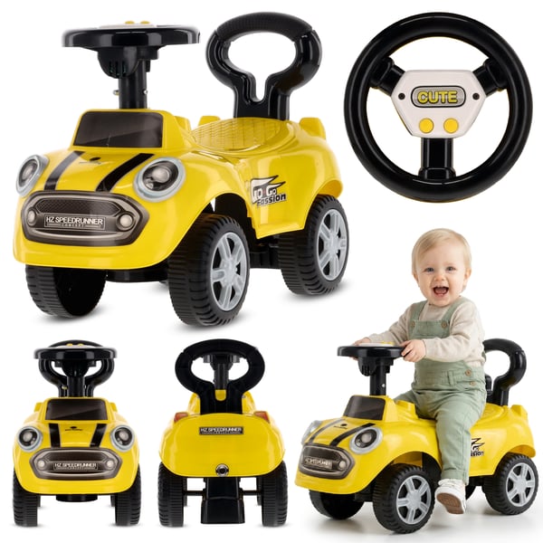 Työntövaunu lapsille lasten auto GO GO Fassion keltainen Sun Baby