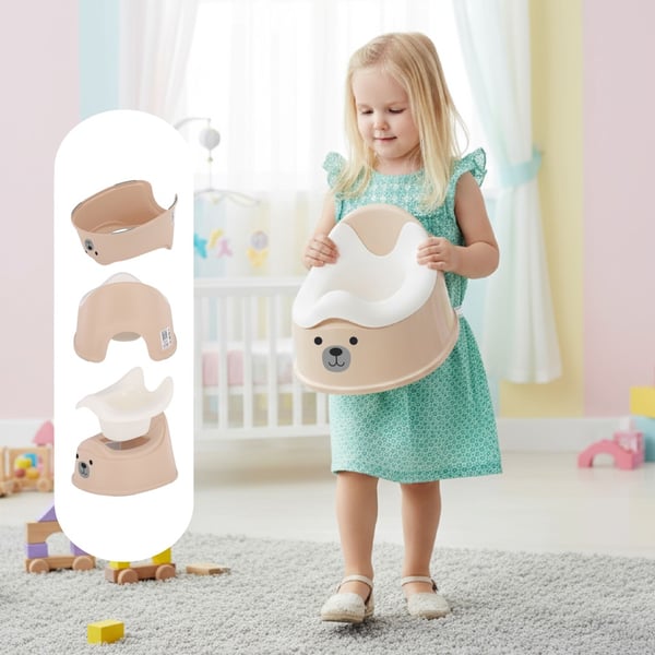Sun Baby barnpotta, halkfri med avtagbar insats, stabil, ergonomisk ryggstöd, beige-vit