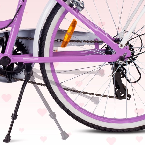 24-tuumainen kaupunkipyörä tytölle, ensikommuuniin, Shimano 7 vaihdetta, Heart Bike, Violetti