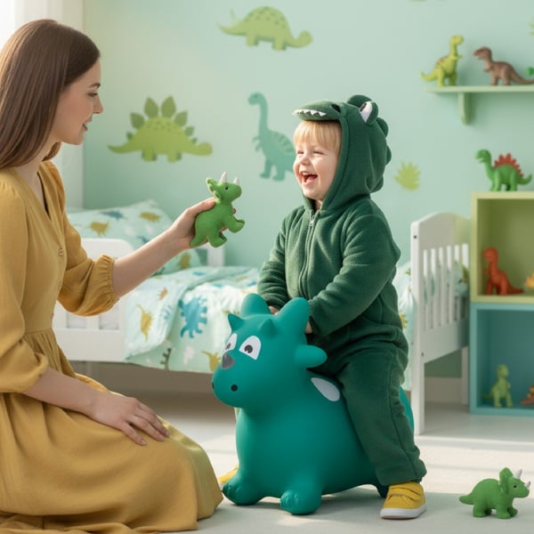 Sun Baby Hyppelydinosaurus pumppulla, vihreä, 1+ vuotta, kantavuus 45 kg