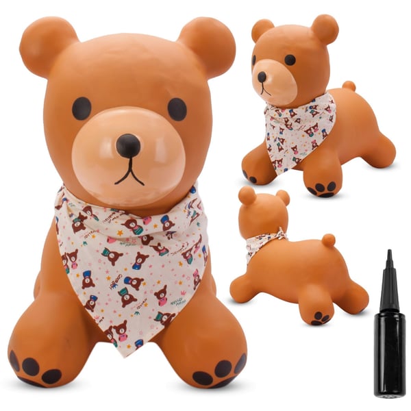 Sun Baby hoppdjur för barn Teddy, brun med bandana + pump (12m+, 45 kg)