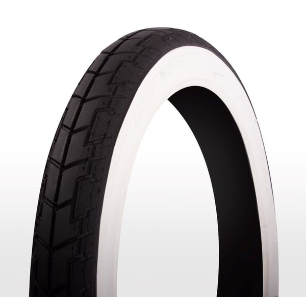 Cykeldæk 16 x 1,75 (47-305) sort-hvid - tråddæk, retningsbestemt, 35-50 PSI