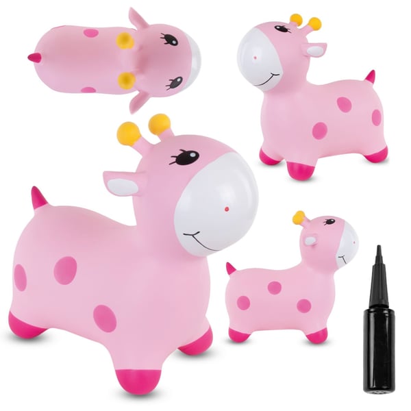 Sun Baby hoppdjur gummi för barn Giraff rosa + pump, 12m+, max 45 kg
