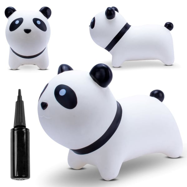 Sun Baby hyppypallo lapsille Panda valkoinen 12m+ pumpulla, kantavuus 45 kg
