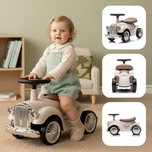 Työntövaunu lapsille lasten auto Retro ecru Sun Baby