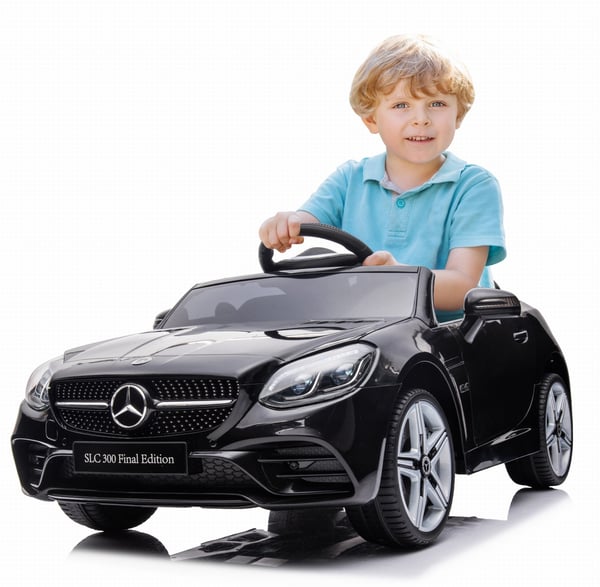Mercedes Benz SLC300 Yksi sähköauto lapsille, musta Sun Baby