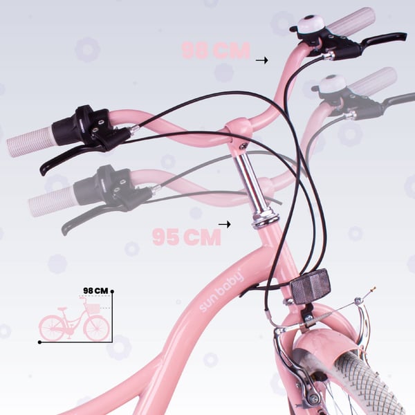 Flower Bike Tyttöpyörä yhdelle tytölle 24 tuumaa, 8-12 vuotta, Vaaleanpunainen, Lastenpyörä 7-vaihteinen, tavarateline, V-jarru, ketjusuoja.