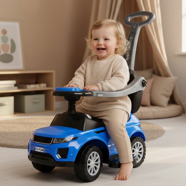 Työntövaunu lapsille lasten auto Sport Car sininen Sun Baby