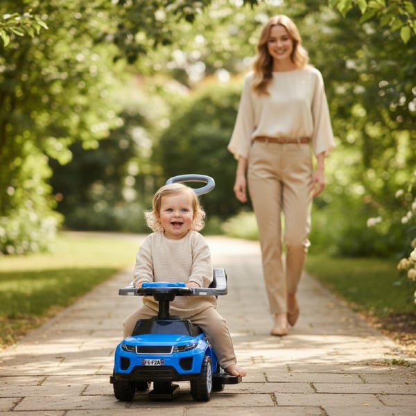 Työntövaunu lapsille lasten auto Sport Car sininen Sun Baby