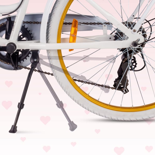 sun baby HEART BIKE Børnecykel 24 tommer - 7 gear Shimano -bagagebærer, metalskærme, V-bremse, kædeskærm - Hvid Guld