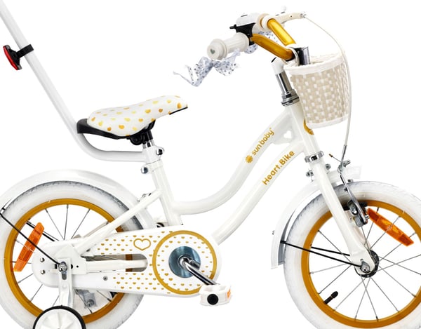 14 tuuman tyttöjen pyörä HEART BIKE - valkoinen ja kulta