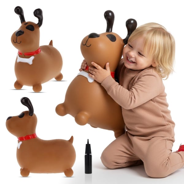 Sun Baby hopper Reksio, brun + pumpe, til børn 1+, bæreevne 45 kg