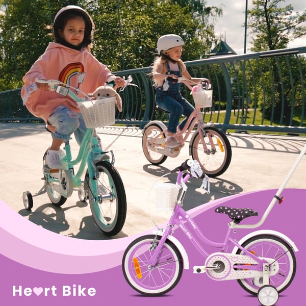 14 colių mergaitės dviratis HEART BIKE - violetti