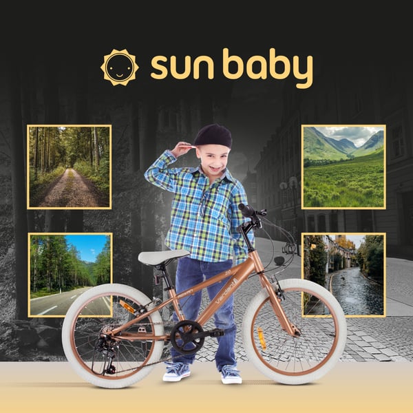 sun baby VERDANT BIKE Barncykel 20 tum - 6 växlar Shimano - V-broms, ringklocka, sidofot - Cappuccino