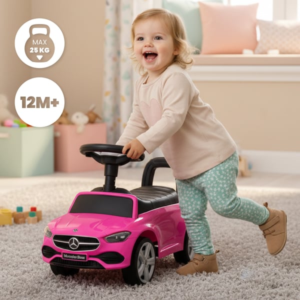 Sun Baby Køretøj Gåvogn til Børn Mercedes C-Klasse Lyserød