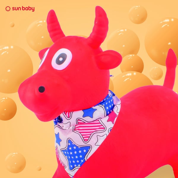 Sun Baby Hyppylelu Härkä punainen + pumppu, BPA Free, 12m+, 45 kg