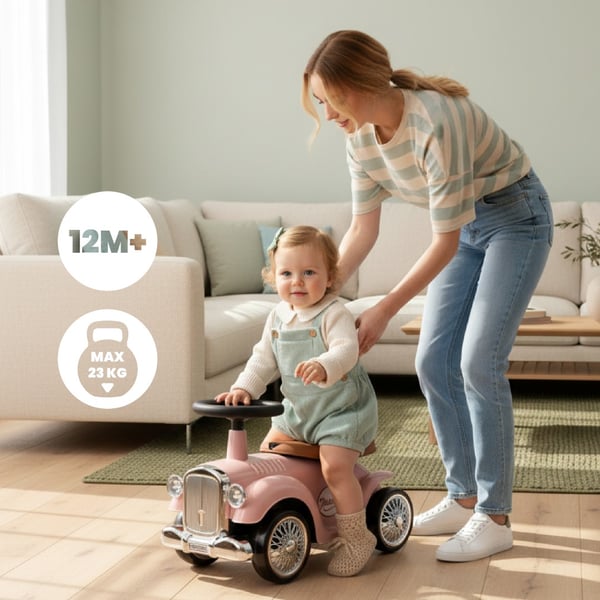 Työntövaunu lapsille lasten auto Retro vaaleanpunainen  Sun Baby