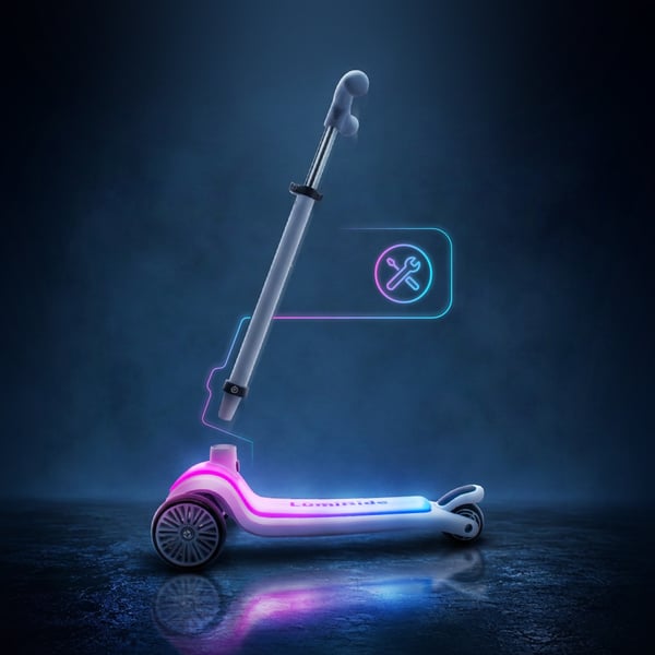 LUMI RIDE Tre-hjulet balance scooter, sammenklappelig, justerbar, LED-platform med 7 farver og 20 programmer - Grå Sun Baby