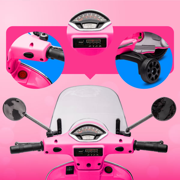 Sähköskootteri lapsille Sähkömoottoripyörä Vespa MP3 runko vaaleanpunainen Sun Baby