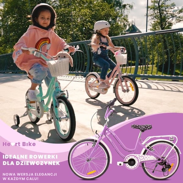 Heart Bike Pigecykel 20 tommer, 6 til 10 år, Shimano gear, børnecykel til drenge (Lilla)